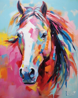 Wild and Free Horse - Giclee Fine Art Print on Heavy Fine Art Paper - Original Art by Tiffany Bohrer, Tipsy Artist - image1